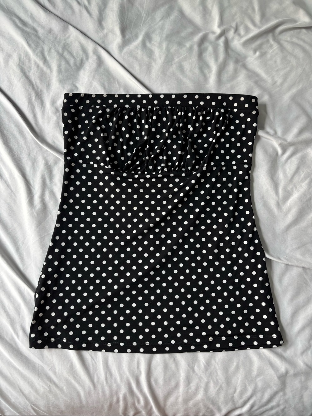 MKM Designs Black and White Polka Dot Strapless Top